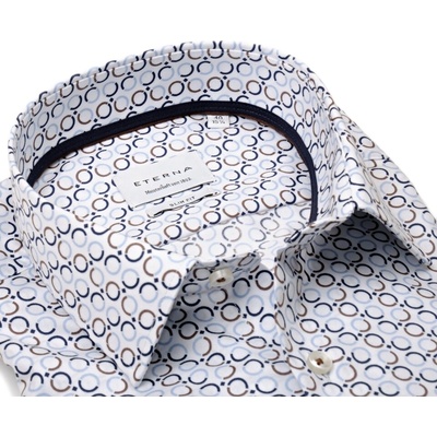 Eterna Slim Fit Twill košile s modro-hnědými kroužky prodloužený rukáv