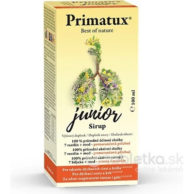 Primatux Junior Sirup na hrdlo a dýchacie cesty 100 ml