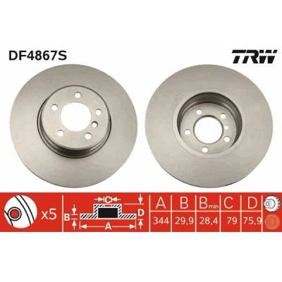 TRW Brzdový kotúč DF4867S sada 2 ks