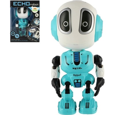 Teddies Robot ECHO opakující věty kovový 12cm modrý na baterie se zvukem se světlem v krabičce 10,5x15x5,5cm – Hledejceny.cz