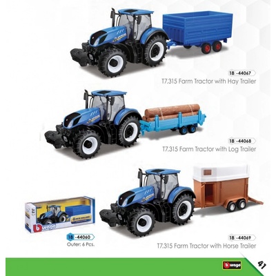 Bburago Farm Tractor New Holland W8 s vlečkou 1:32