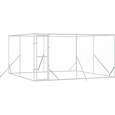 VidaXL Kotec pro psa stříbrný 400 x 400 x 200 cm pozinkovaná ocel