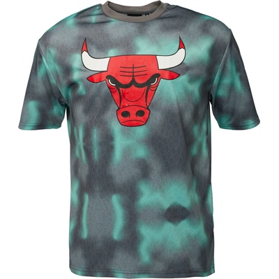 New Era CHICAGO BULLS NBA ALL OVER PRINT pánské triko tmavě zelená