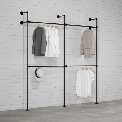 Walteco Systém Rusticline DARIO II DOUBLE - šatní sestava, montáž do stěny, 2200x2320mm