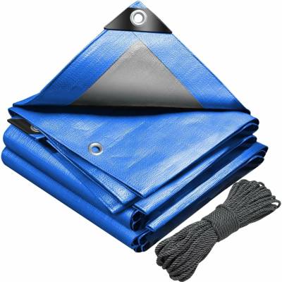 VOUNOT krycí plachta s očky 6 × 8 m 180 g/m² modro-stříbrná 10672149496146