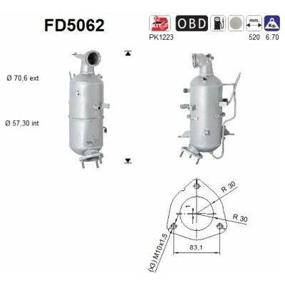 Filter sadzí pevných častíc výfukového systému AS FD5062