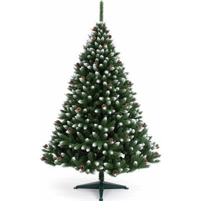 JAKS Vianočný stromček smrek zasnežený so šiškami zelený 120 cm