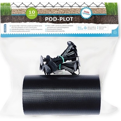Fólie pod plot 25cm/10m + 20ks plastových hřebů - SET
