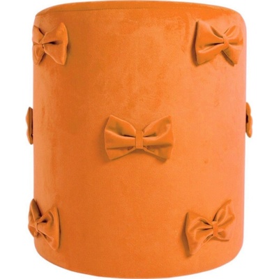 Oranžový sametový taburet s mašlemi Pouf Bow orange – 37*37*42 cm - Mars & More