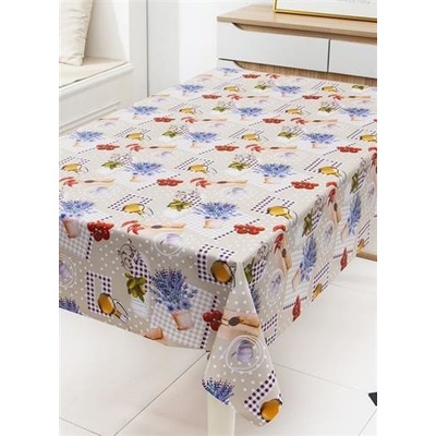 Obrus PVC MIS226, metráž, 20 m x 140 cm, biela bodka na sivom podklade, IMPOL TRADE