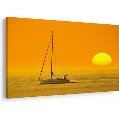 Obraz - Loďka uprostred mora, jednodielne 90x60 cm