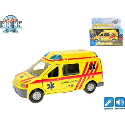 Kids Globe Auto ambulance kov 14 cm na zpětné natažení