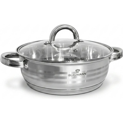 Pro-Tech shop Nízký nerezový kastrol se skleněným víkem Gourmet Line 22cm 2,75L 55917