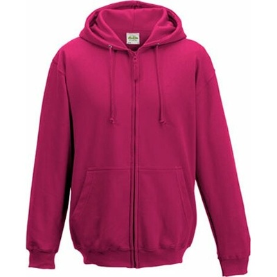 Just Hoods Zipová mikina s dvojitou kapucí a fleecem z rubové strany růžová sytá L JH050