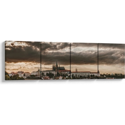Obraz - zamračená Praha, Čtyřdílný 160x40 cm