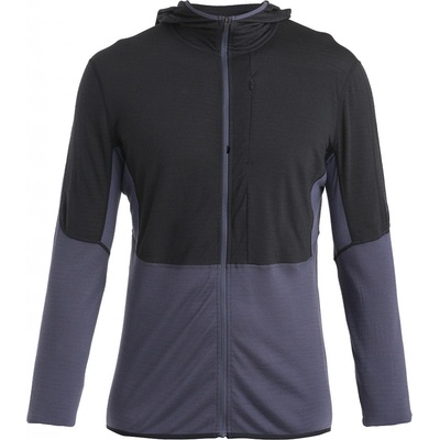 Icebreaker Mens Merino 200 Realfleece Descender LS Zip Hoodie Black/Graphite 0A56VZB54