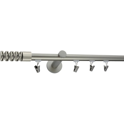 KovovégarnýžeCZ Garnýž broadway Jewel 19 mm matný nikl Jednořadá, jezdec s háčkem, 160 cm