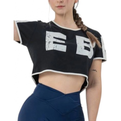 NEBBIA Oversized Crop Top Game On Black