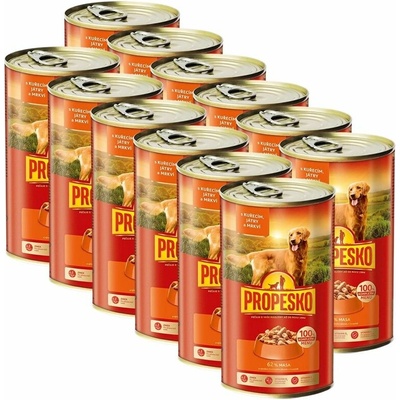 Propesko Dog kuřecí játra mrkev omáčce 12 x 1240 g
