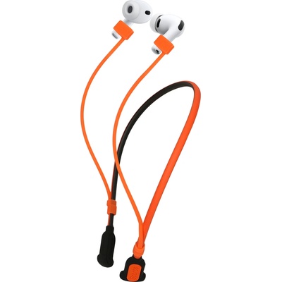 Šňůrka na krk Silikonové poutko pro Apple Airpods 3 / 4 / Pro 1 / Pro 2 / Airpods Pro 3 kwmobile s popruhem černá / oranžová