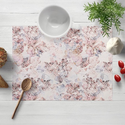 Biante prostírání Rongo RGP-501 Růžovo-fialkové květy na bílém 35x45cm