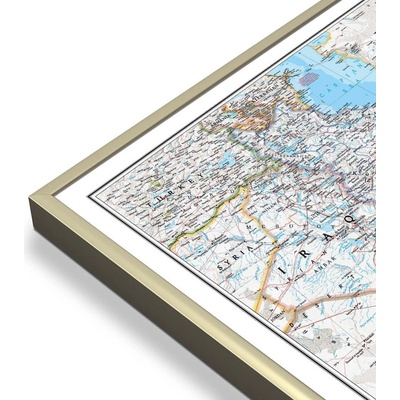 National Geographic Írán - nástěnná mapa Classic 80 x 57 cm Varianta: mapa v hliníkovém rámu, Provedení: zlatý matný rám