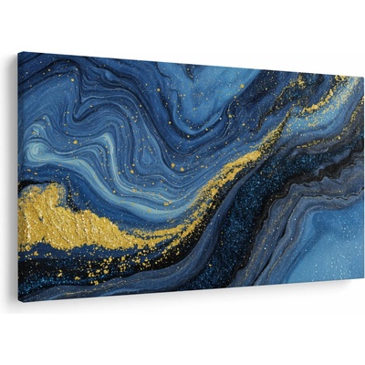 Obraz - Modro-zlatá abstrakcia, jednodielne 150x100 cm
