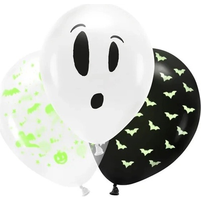 Balónky Halloween svítí pod UV světlem