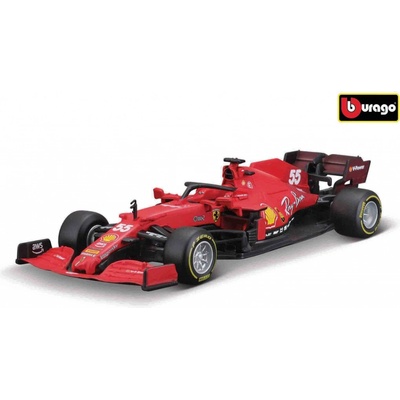 Bburago Ferrari Racing F1 SF21 55 Carlos Sainz with helmet hard case BB36828nr55 1:43