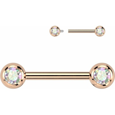 Šperky4U piercing do bradavky TITAN čiré zirkony TIT1435-C