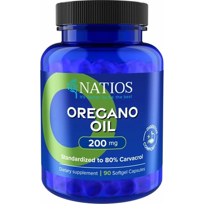 NATIOS Oregano Oil, 80% karvakrol, 200 mg 90 softgel kapslí