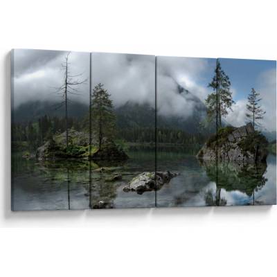 Obraz stromů v jezeře, Čtyřdílný 160x80 cm