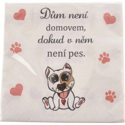 Indecor Papierové jednorazové servítky Dog home 33x33 cm 20 ks