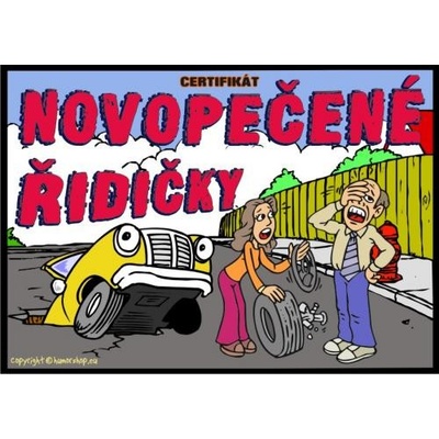 Certifikát novopečené řidičky