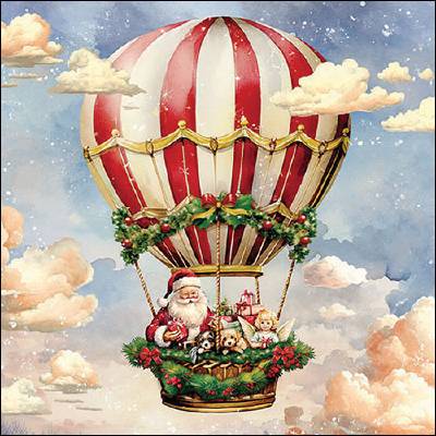 Ambiente obrúsky malé Santa´s Air Balloon 25x25cm