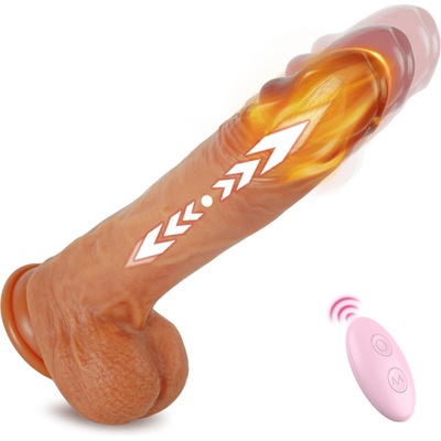 SuperLove Realistic Thrusting & Heating 3in1 Silicone Dildo with Remote Flesh