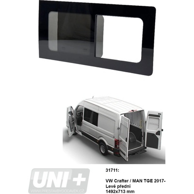 Boční posuvné okno Carbest tónované – VW Crafter / MAN TGE | levé