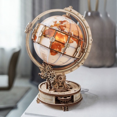 Robotime Rokr Svítící 3D dřevěné puzzle Globus 180 ks – Hledejceny.cz