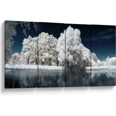 Obraz - Snehobiele stromy, štvordielne 160x80 cm