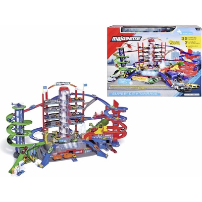 Majorette Garáž Super City + 6 autíček a vlak