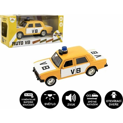Teddies Policejní auto VB kov/plast 11,5cm na zpětné natažení na baterie se zvukem