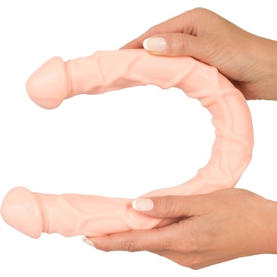 Nature Skin Double Dong realistické žilkované dvojité dildo přírodní