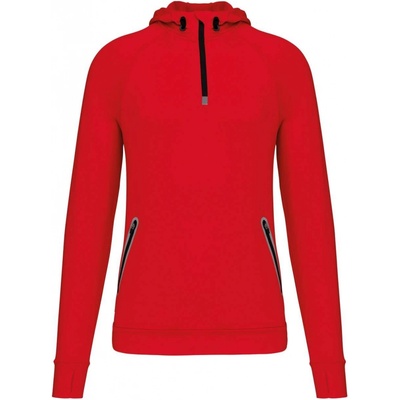 sportovní mikina na zip a kapsami Neck červená