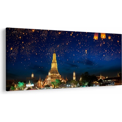 Obraz - Lampióny šťastia, Bangkok, jednodielne 200x100 cm