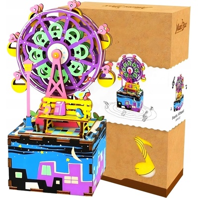 Robotime 3D skládačka hrací skříňky Malý kolotoč AM402 69 ks