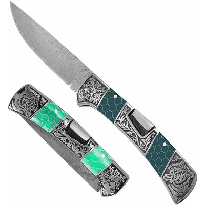 Damascus knife Green Mesh HoneyComb Kandar N615