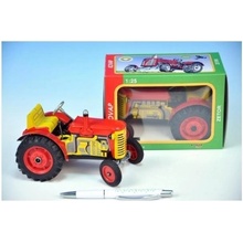 Kovap Traktor Zetor červený na klíček kov 14cm v krabičce 1:25