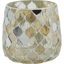 Chic Antique Skleněný svícen Mosaic 8 cm, krémová barva, sklo