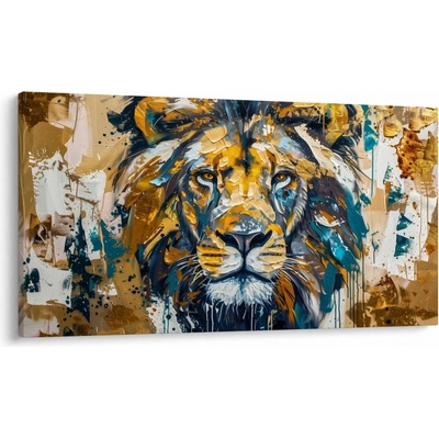 Obraz - Abstraktní olejomalba se lvem, jednodílný 120x70 cm