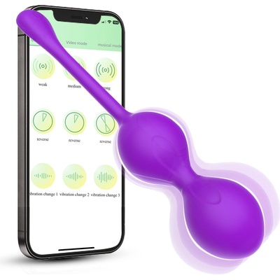 SuperLove Premium Kegel Exercise Balls with Vibrations & App Purple